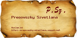 Presovszky Szvetlana névjegykártya